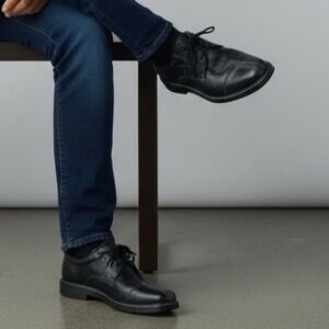 SANDRO M Mens Black Leather Comfort Sole Gel Dress‎ Shoes Size 10D